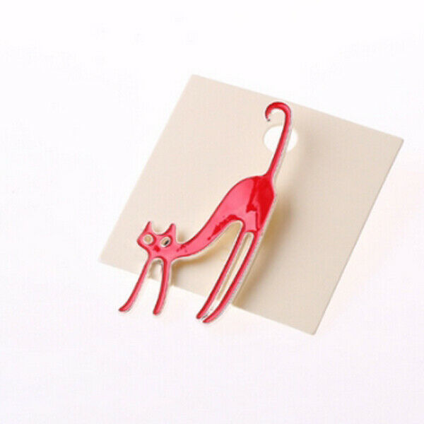 Cat Pattern Pin Brooch, Black And Red Color, Accessories for Women, 2 Pieces