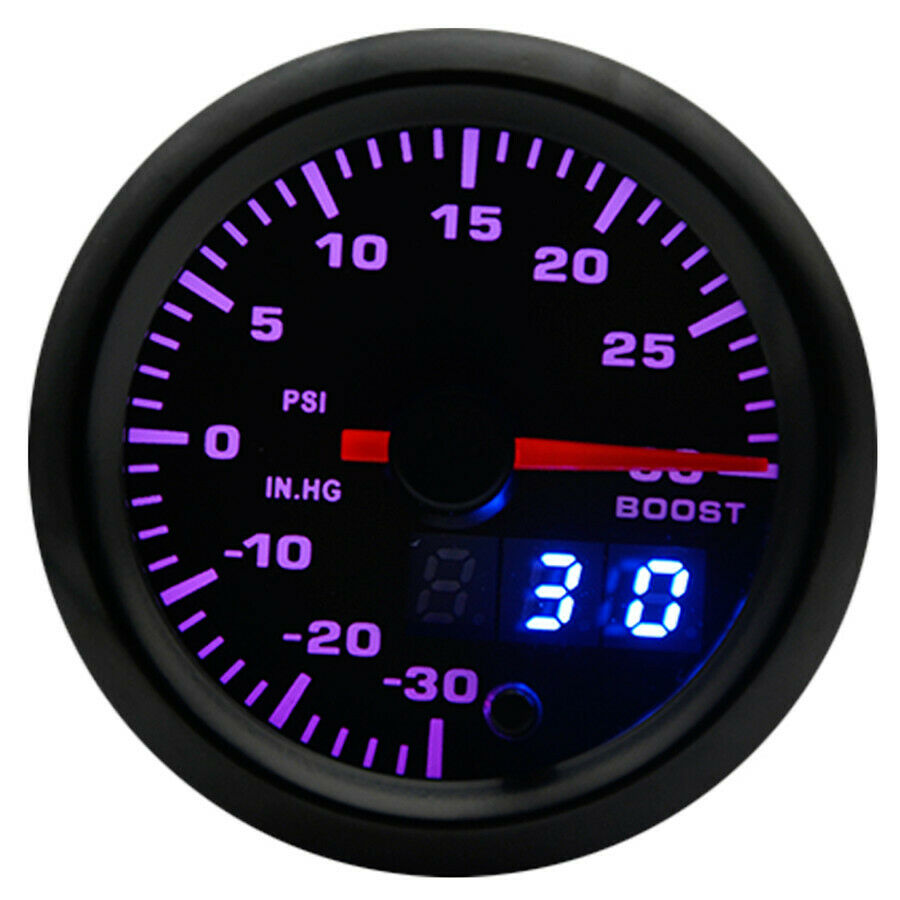 2"/52mm Turbo Boost Gauge 12V Digital 7 Colors LED Display Car Meter with Sensor