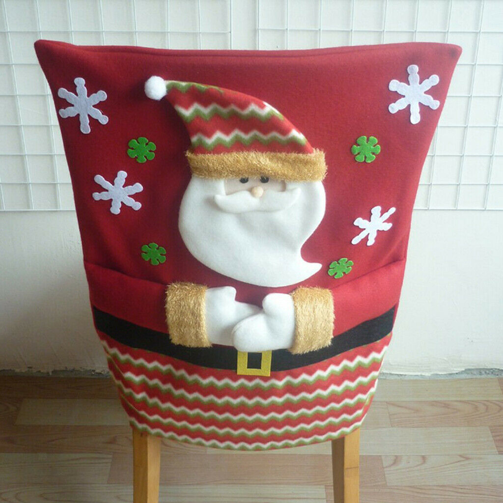 Christmas Santa Claus Chair Back Cover Dinner Table Party Decor Red