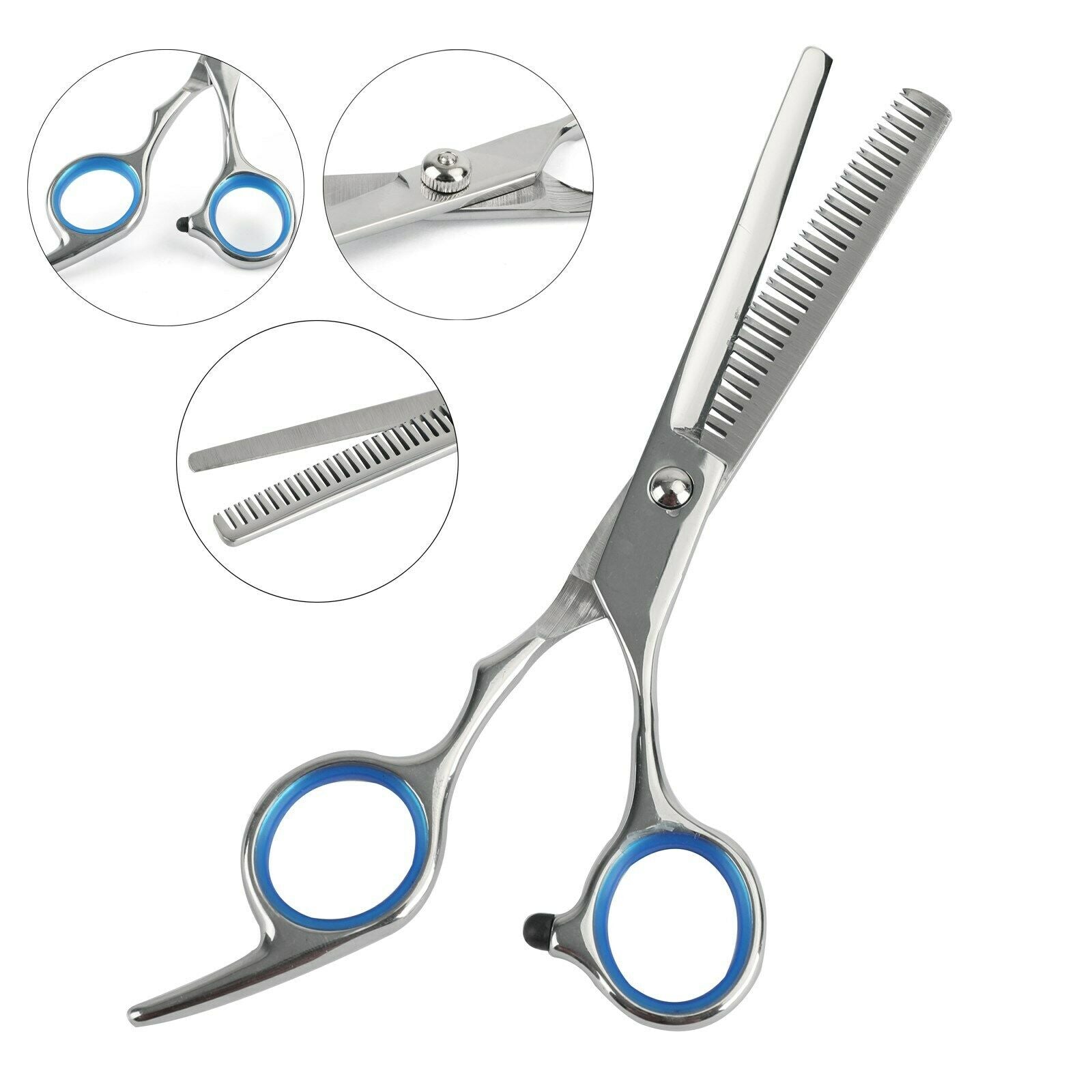 6" Professional Hair Cutting Scissors  Salon Tooth scissors blue finger ring CA