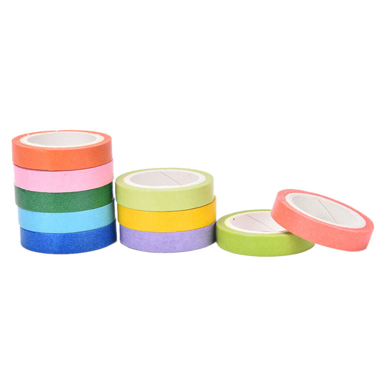 Pack of 10 Rolls Paper Masking Tape Rainbow Colours Sticky Adhesive SR kwC Qx