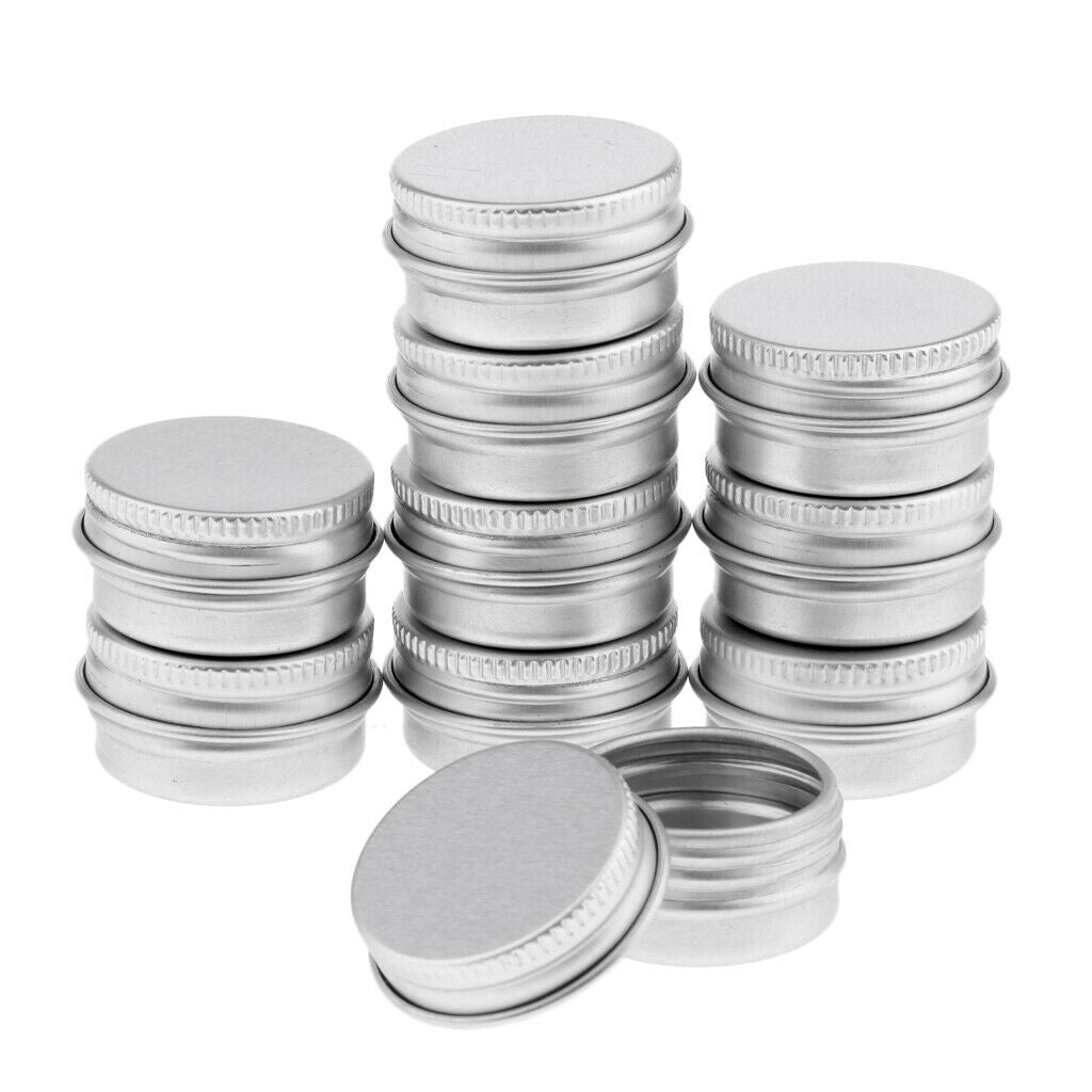 10x Lip Balm Tins Screw Lid Candles Mints Salves Beans Glitters Beads Jars
