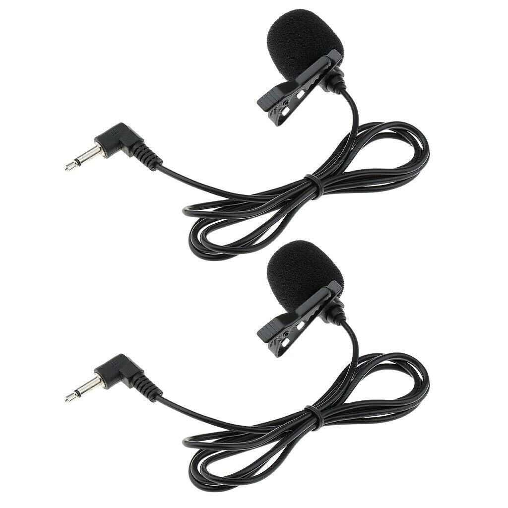 2pcs Clip-on Microphone 3.5mm Right Angle for Mobile Computer Wifi Cable Wire