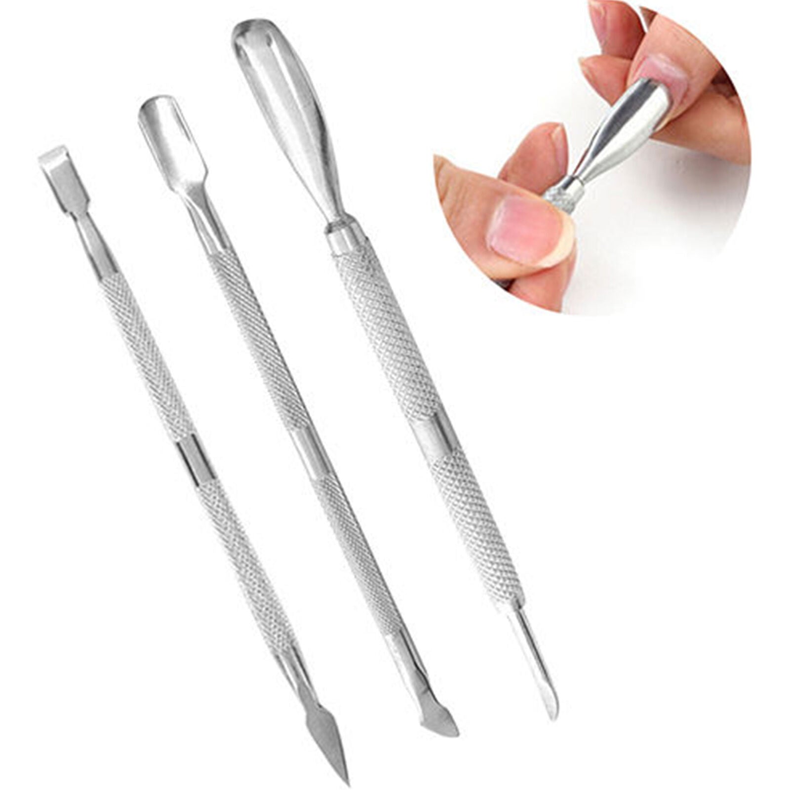 3Pcs Cuticle Tools Spoon Pusher Remover Manicure Pedicure Set