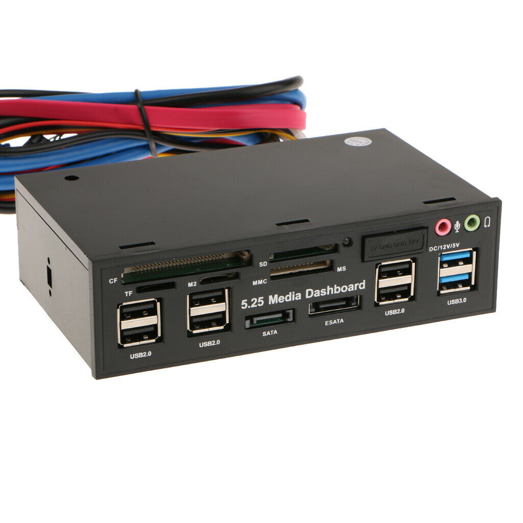 2xUSB 3.0 6xUSB2.0 ESATA/SATA Front Panel Card Reader Media Dashboard