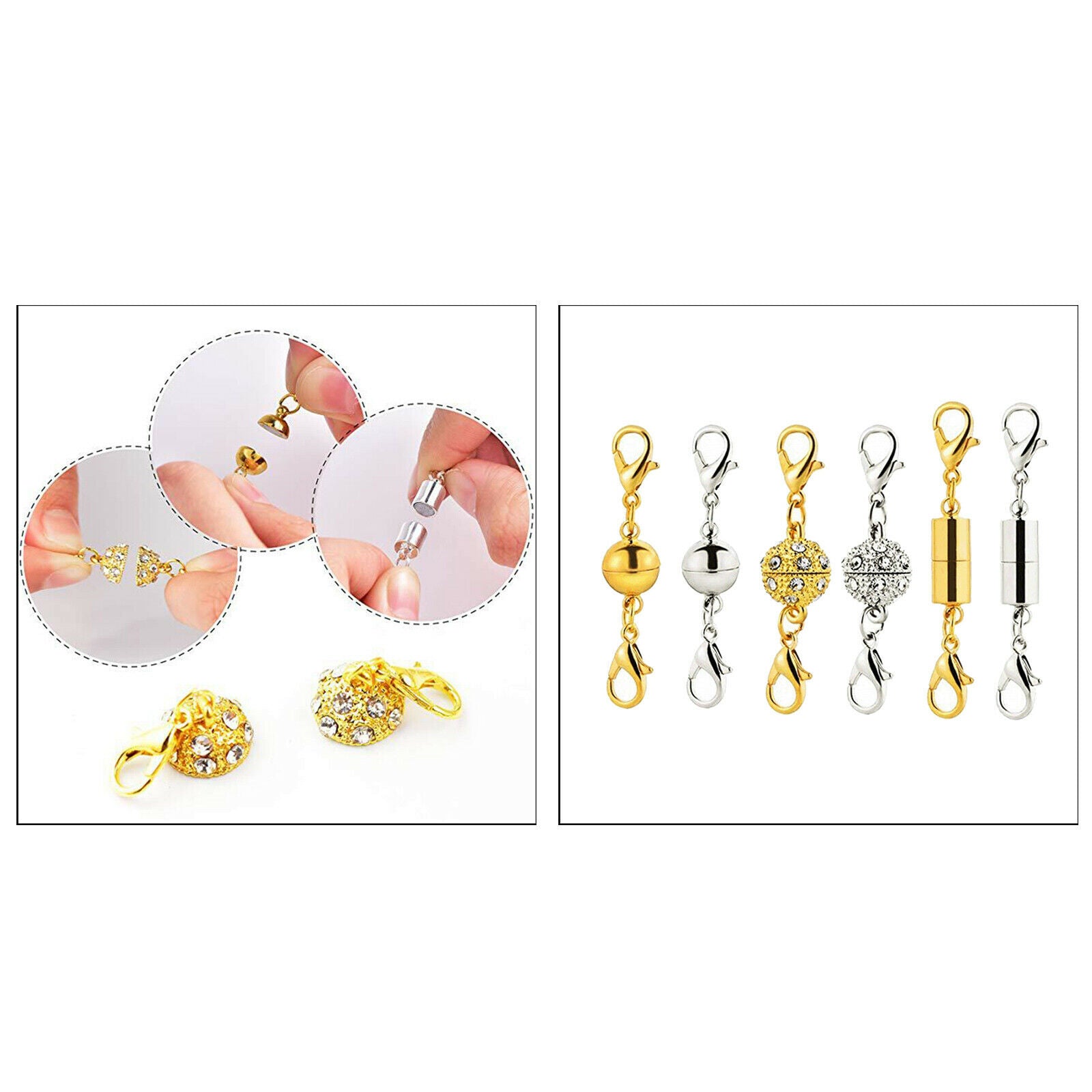 6Pcs Magnetic Clasp Locking Magnetic Lobster Clasps 40/45mm Extender Joiner