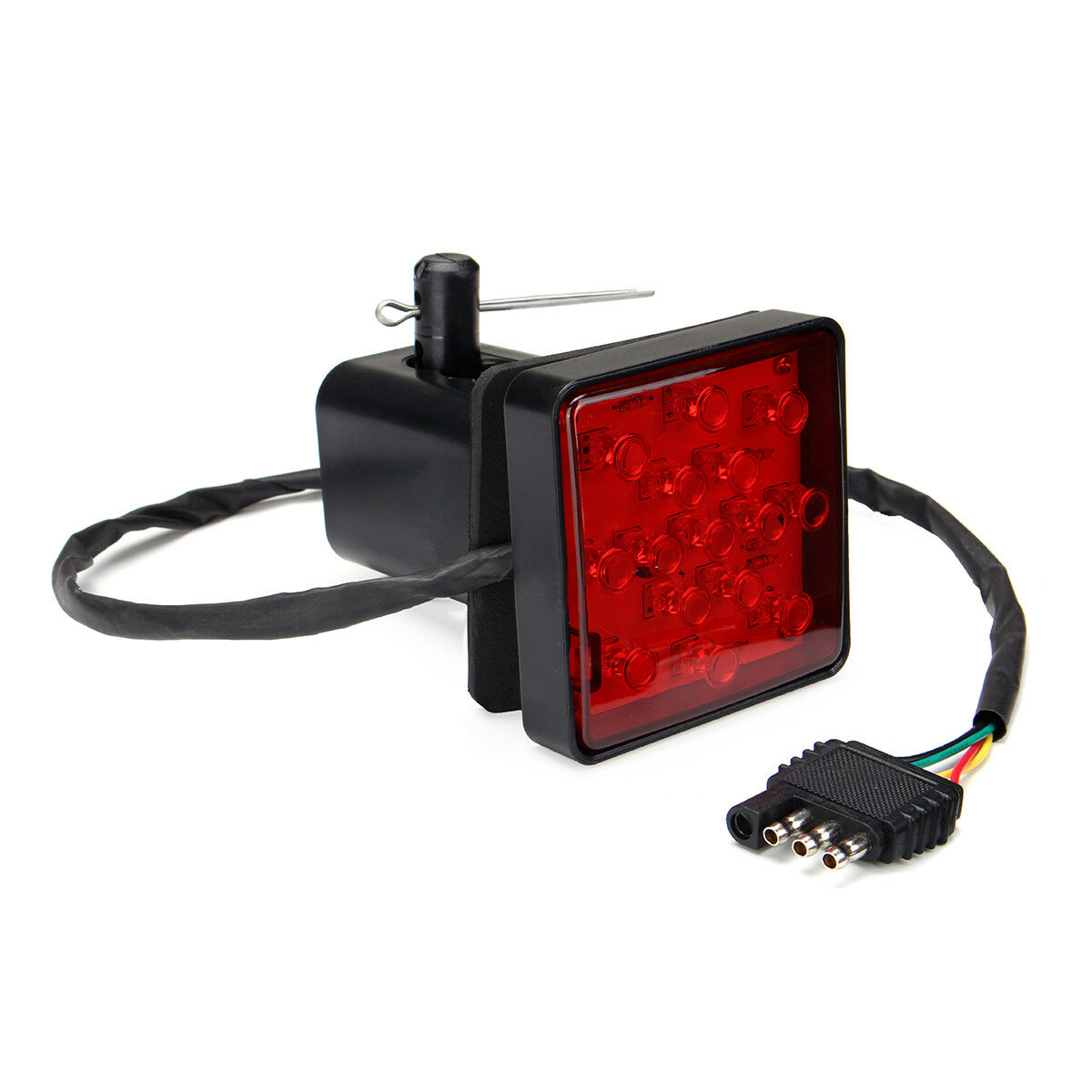 1x Red Lens 2'' Trailer Truck Hitch Towing Receiver Cover 15LED Tail Brake Light