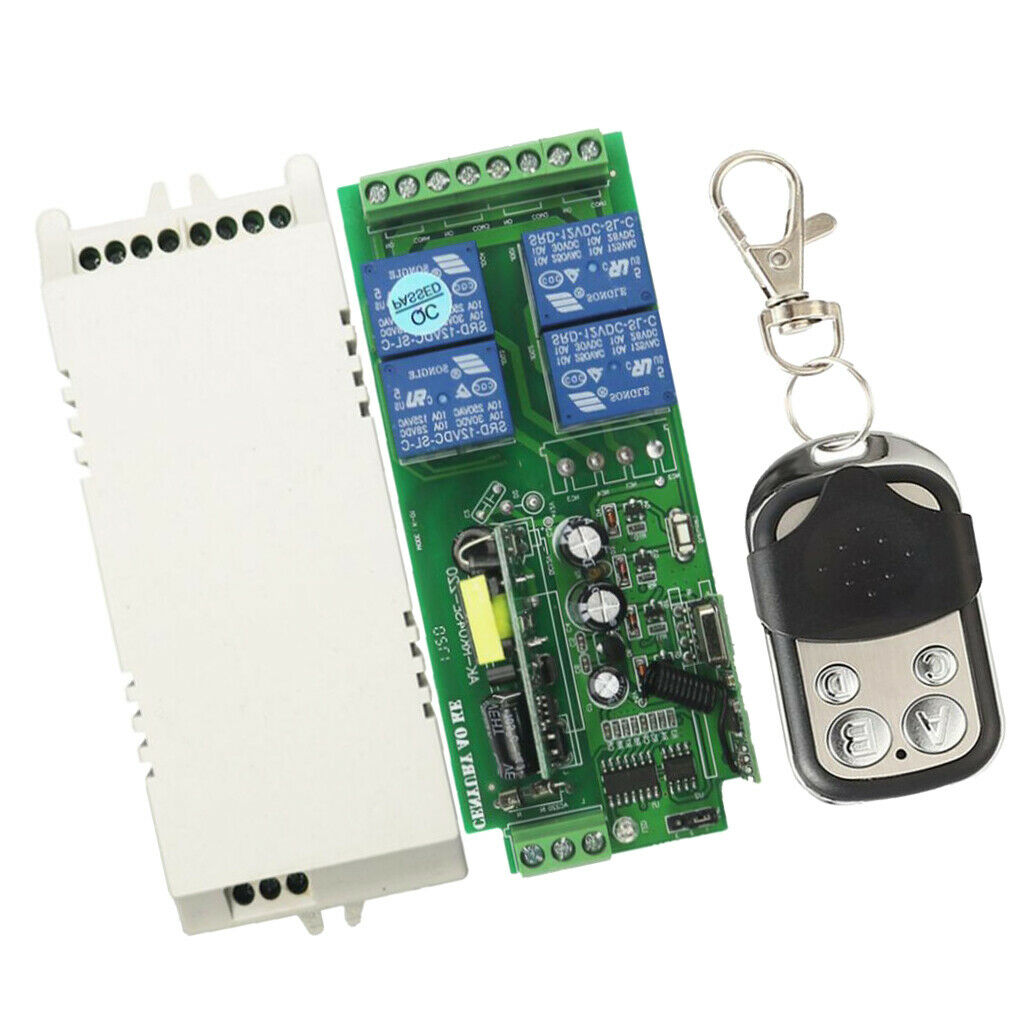 AC 220V Remote Control Switch Wireless Relay Receiver Metal Push Cover 4-key