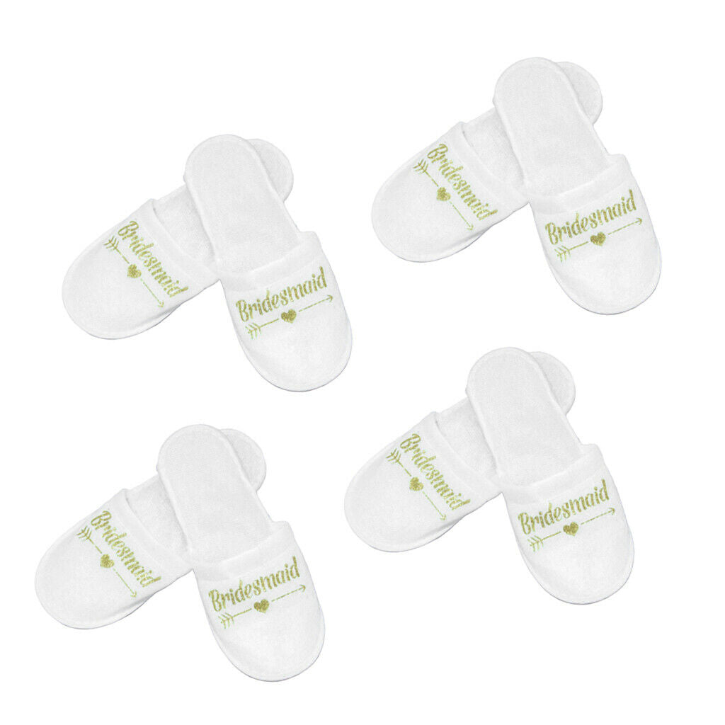 4Pair Lightweight Bridal Soft Bridesmaid Spa Disposable Home Guest Slippers