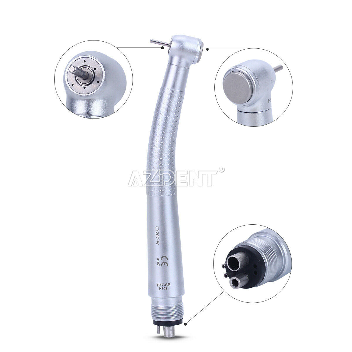 10X COXO Dental 4 Holes High Speed Standard Push Button 3 Water Spray Handpiece