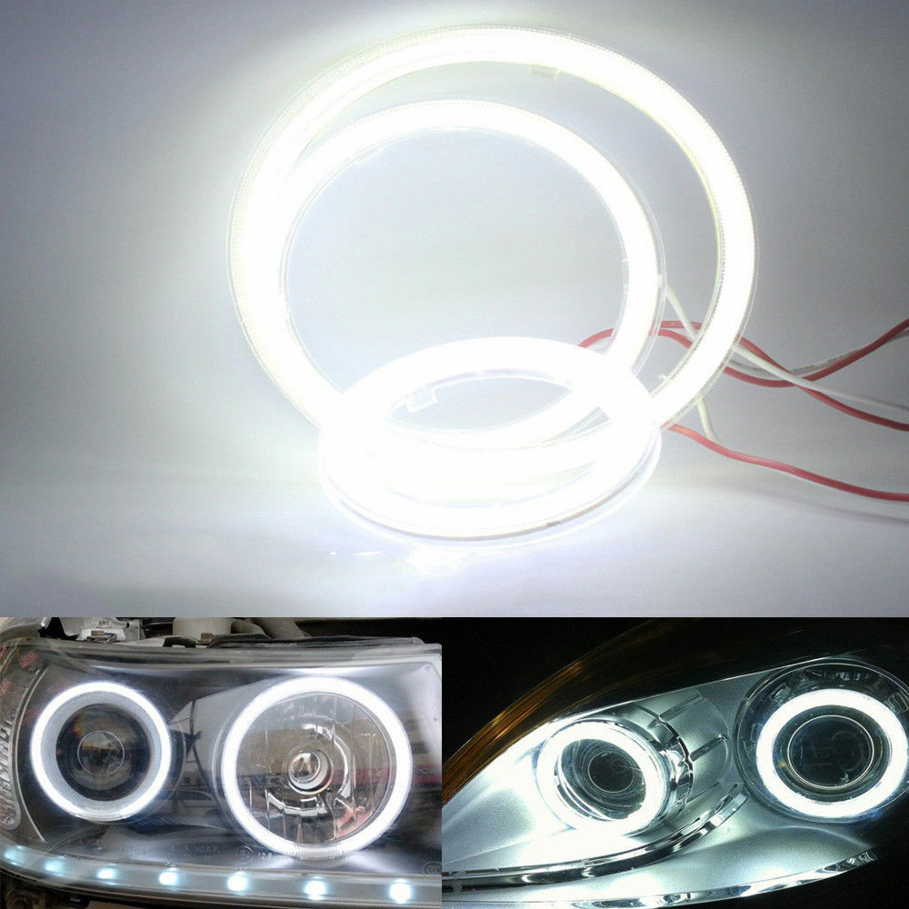 60LED 70mm Universal Auto COB Angel Eyes Warning Headlight Halo Ring Drving Lamp