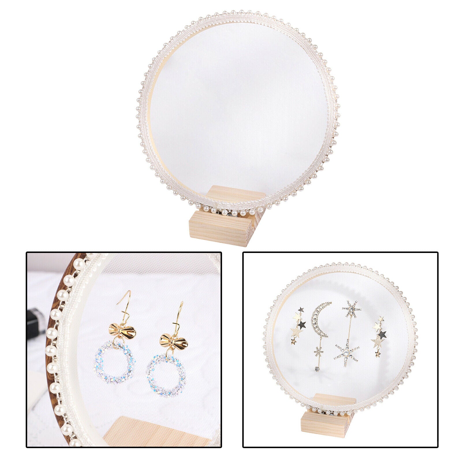 Lace Wood Earring Holder Rack for Girls Women Lady Party Photography Props
