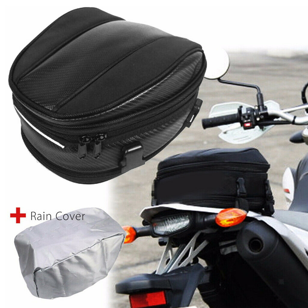 Motorbike Motorcycle Tail Seat Bag Saddle Bags Waterproof Luggage Bag Black