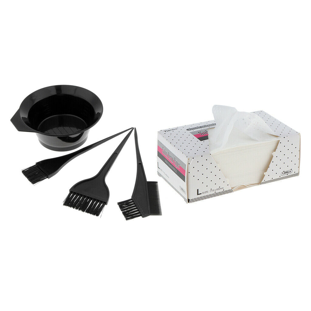 4PCS Salon Hair Dye Coloring Brush Bowl Set Tools w/ 1000pcs Dyeing Paper