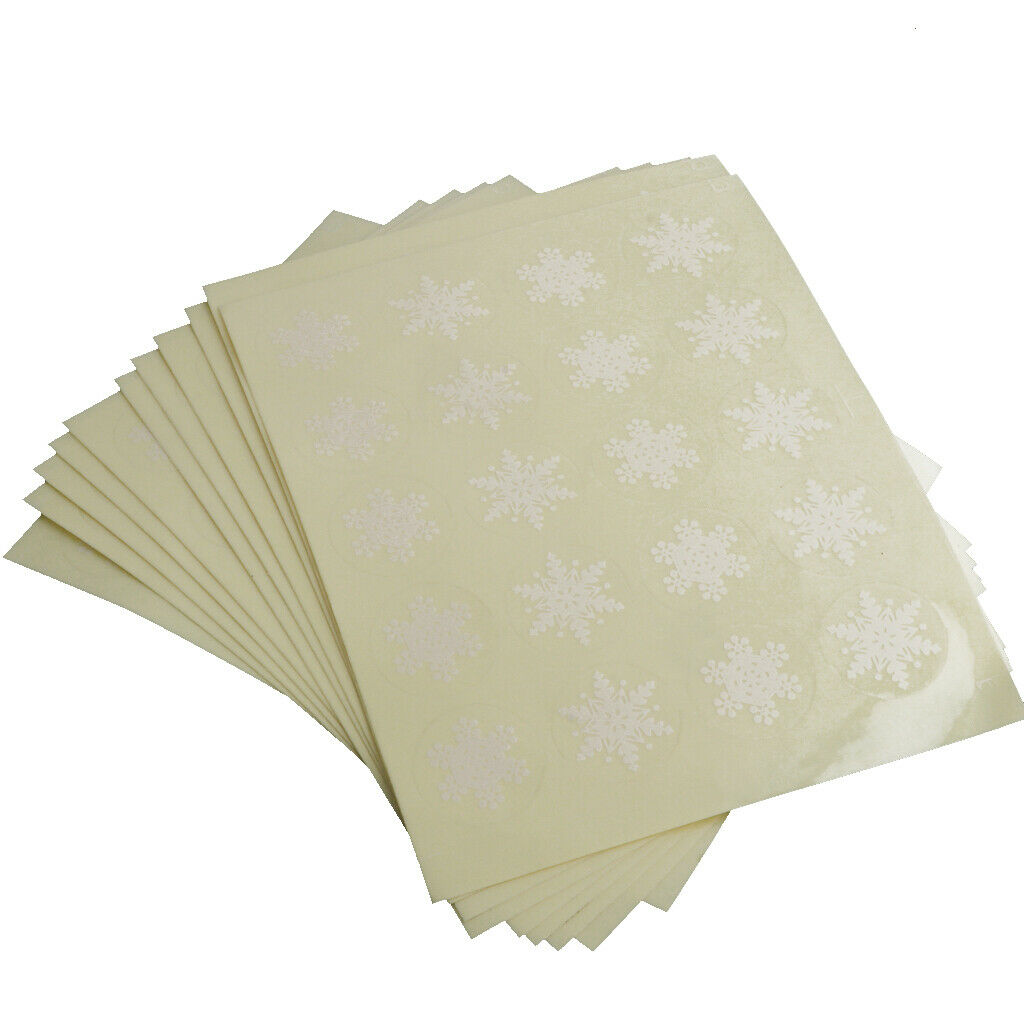 White Snowflake Stickers Round 25mm Self-Adhesive Transparent Background