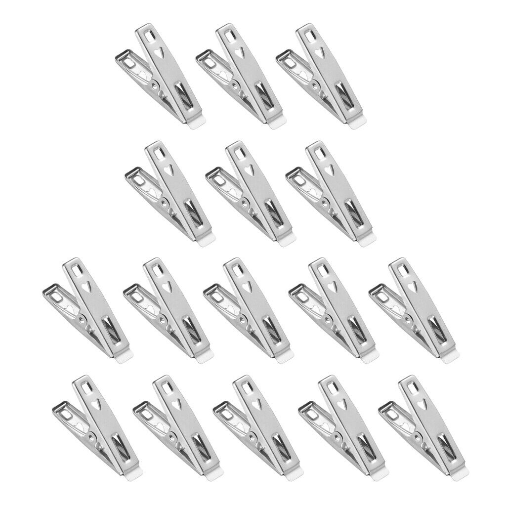 16Pcs Stainless Steel Clothespin Paper Clips Metal Laundry Pegs Photo clips