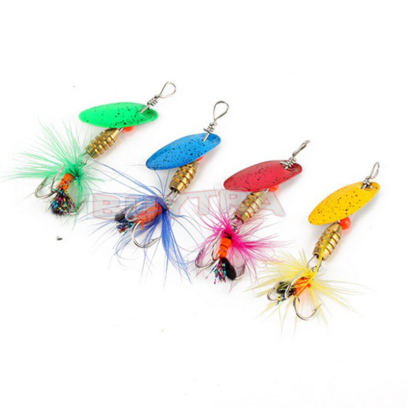 Lot 4pcs Fishing Spinner Spoon Baits Lures Fishing Swim Bait Lure Crankt2*NE SJ