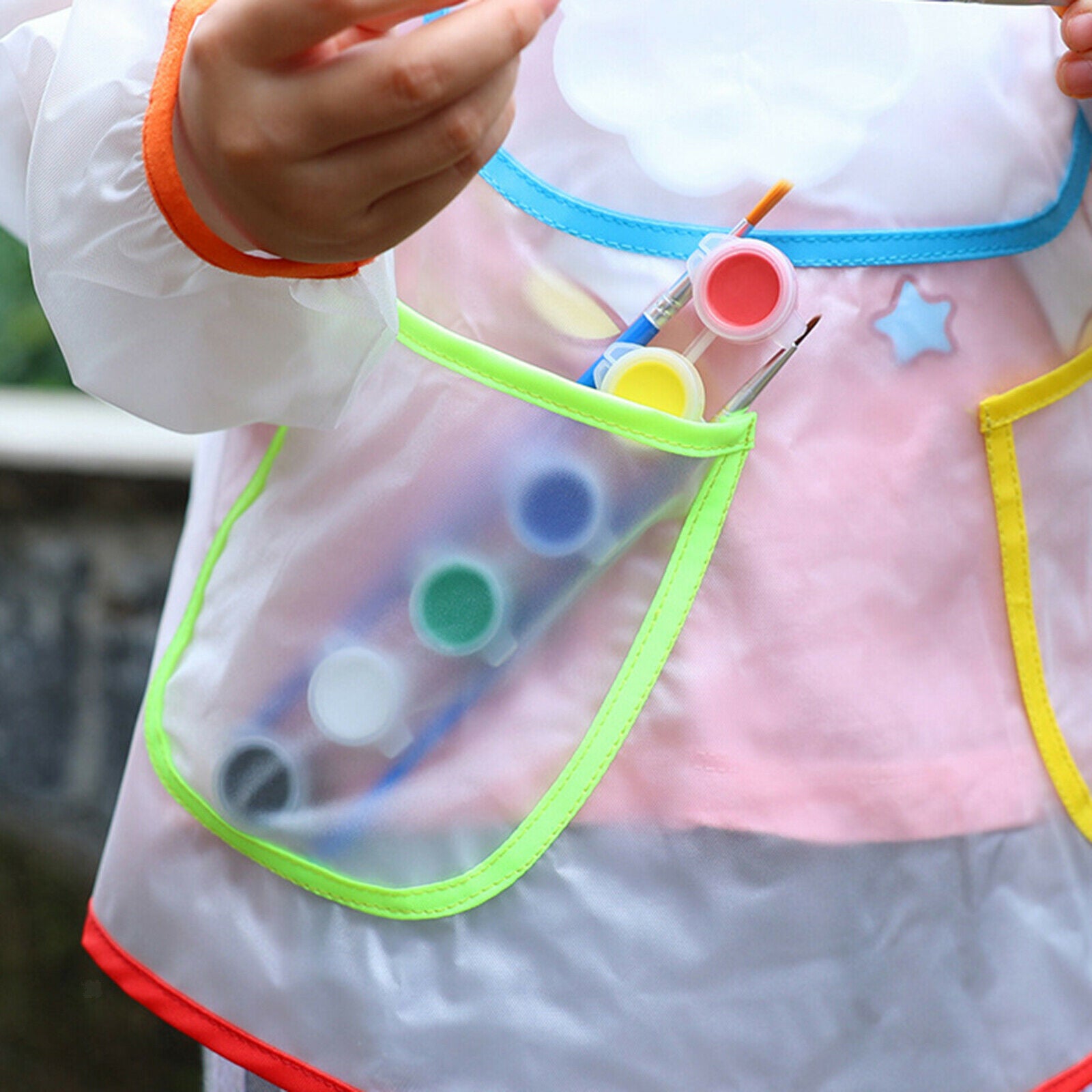 Kids Art Smock For 3-6 Years Drawing Painting Apron Baby Toddler Eating Bib