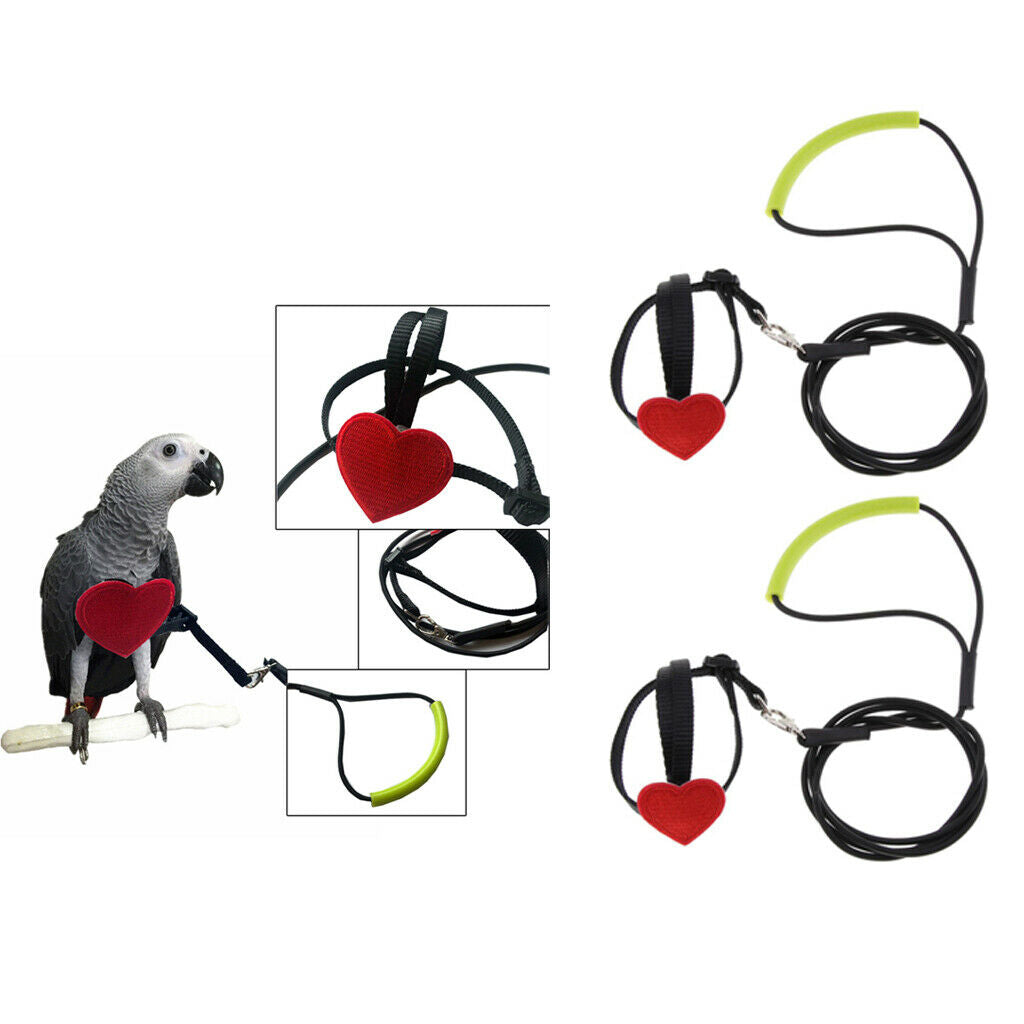 2pcs Soft Elastic Parrot Bird Leash for Budgerigar Lovebird Cockatiel 105cm