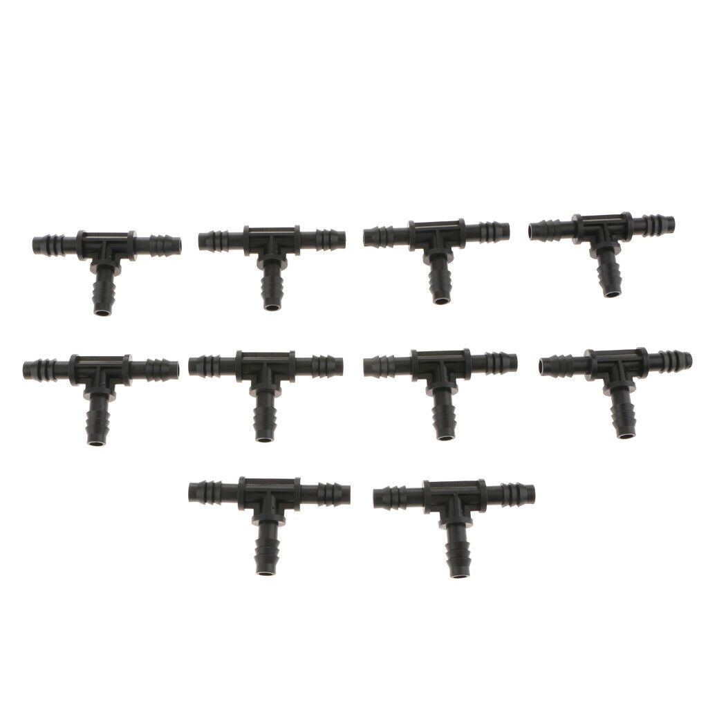 10 Pcs Micro Drip Irrigation System Dripper Tee Pipe Adapter Barb Hose