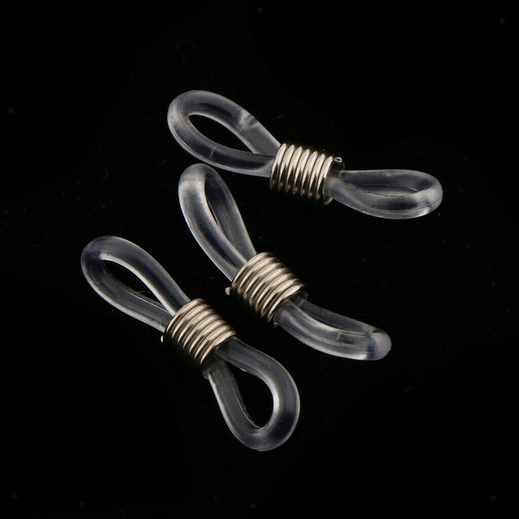 18pcs Clear And Black Rubber Ends Connector for Eyeglass Chain/Holder 25x5mm