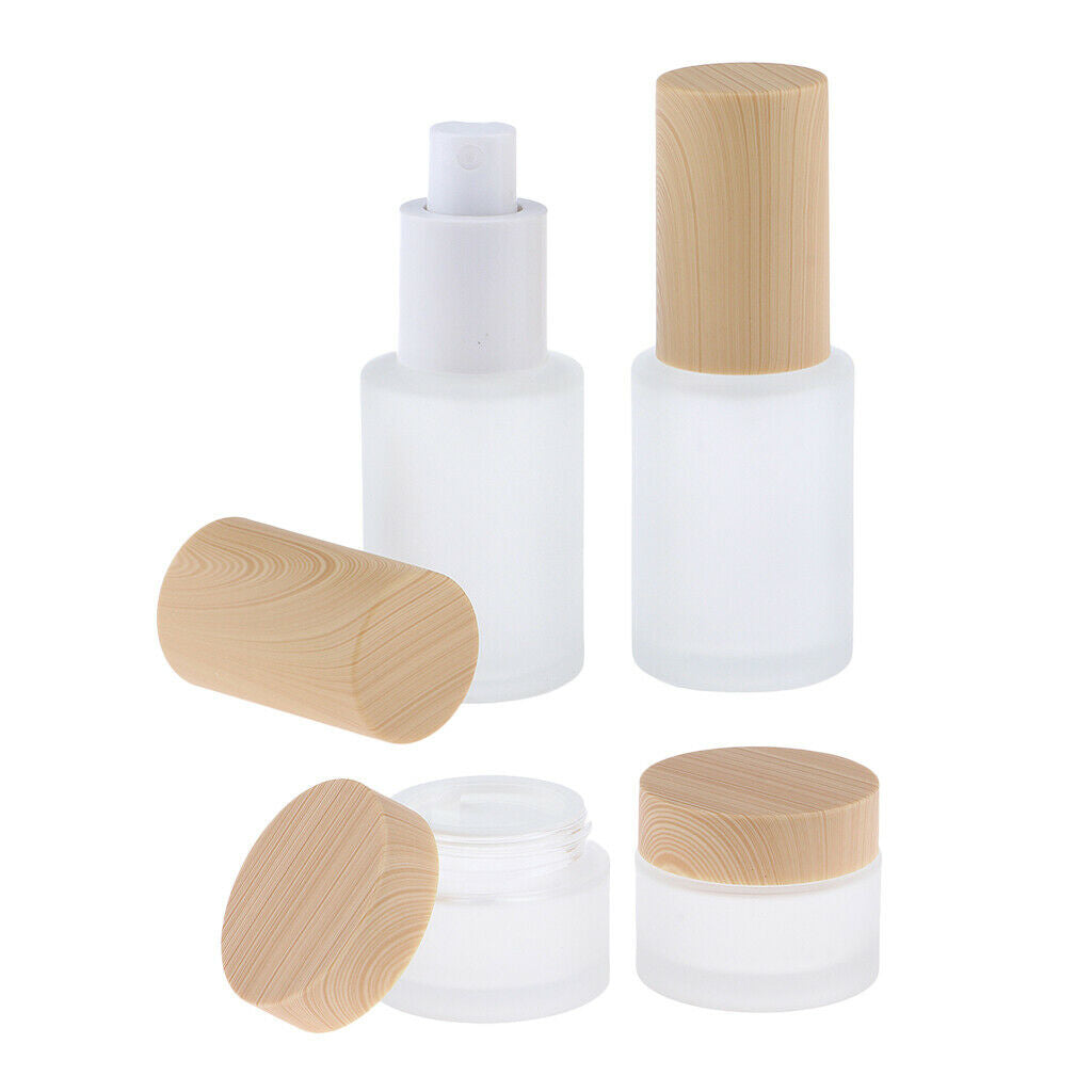 Empty Refillable Containers with Screw Caps & Inner Lids, Round Glass Jars for