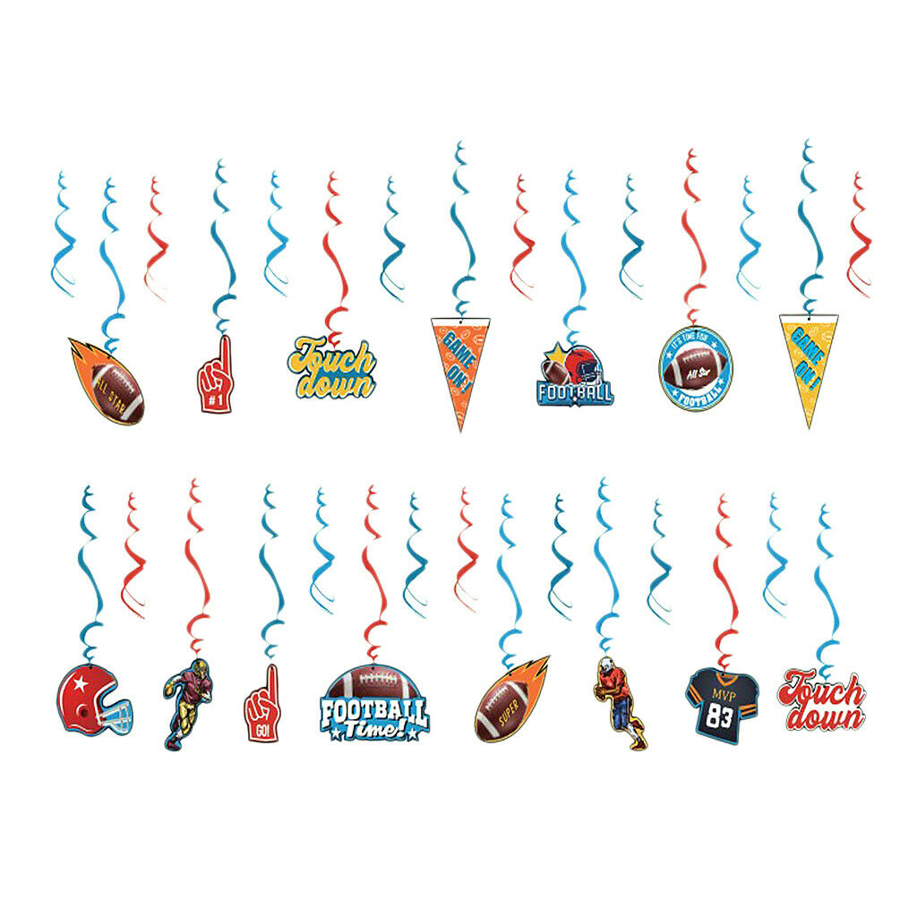 Pack of 30pcs Football Hanging Swirls Decorations Kit Sports Games Day Birthday