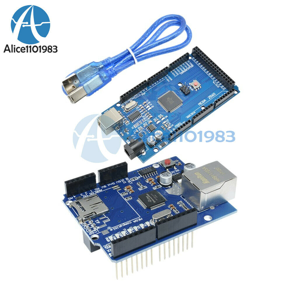 Atmega2560-16AU Mega2560 CH340G UNO R3 Board+Ethernet Shield W5100 For Arduino