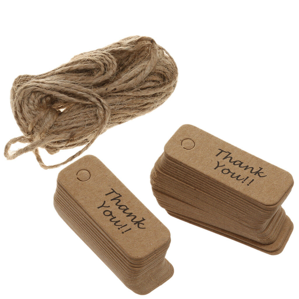 100pcs Thank You Christmas Kraft Paper Gift Tags Labels Hanging Cards Brown