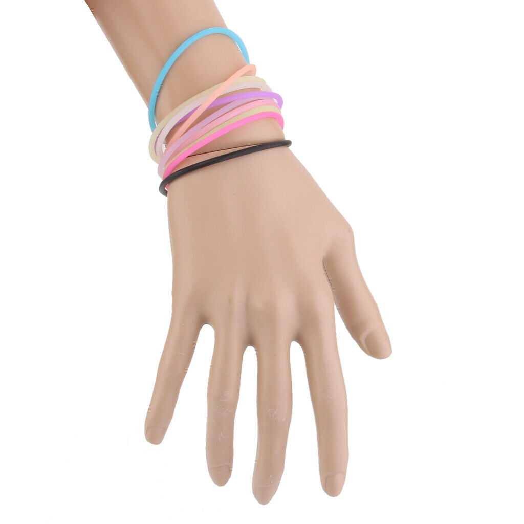 10pcs Women's silicone Rubber Elastic Bracelet Bangles Hair Ropes Purple
