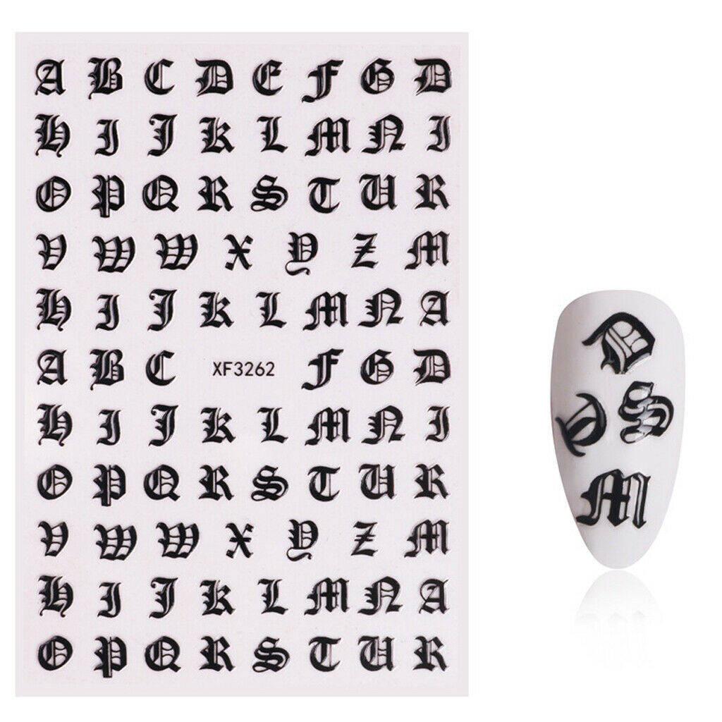 5 Pack Women Self Adhesive Nail Art Stickers Letters Decals for Mirror