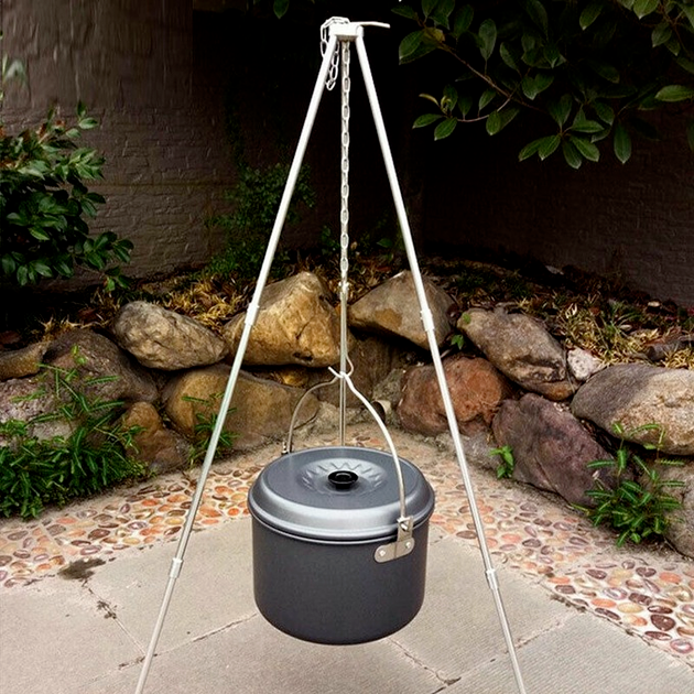 Camping Cooking Tripod Outdoor Campfire Cookware Picnic Pot Holder Tools BH