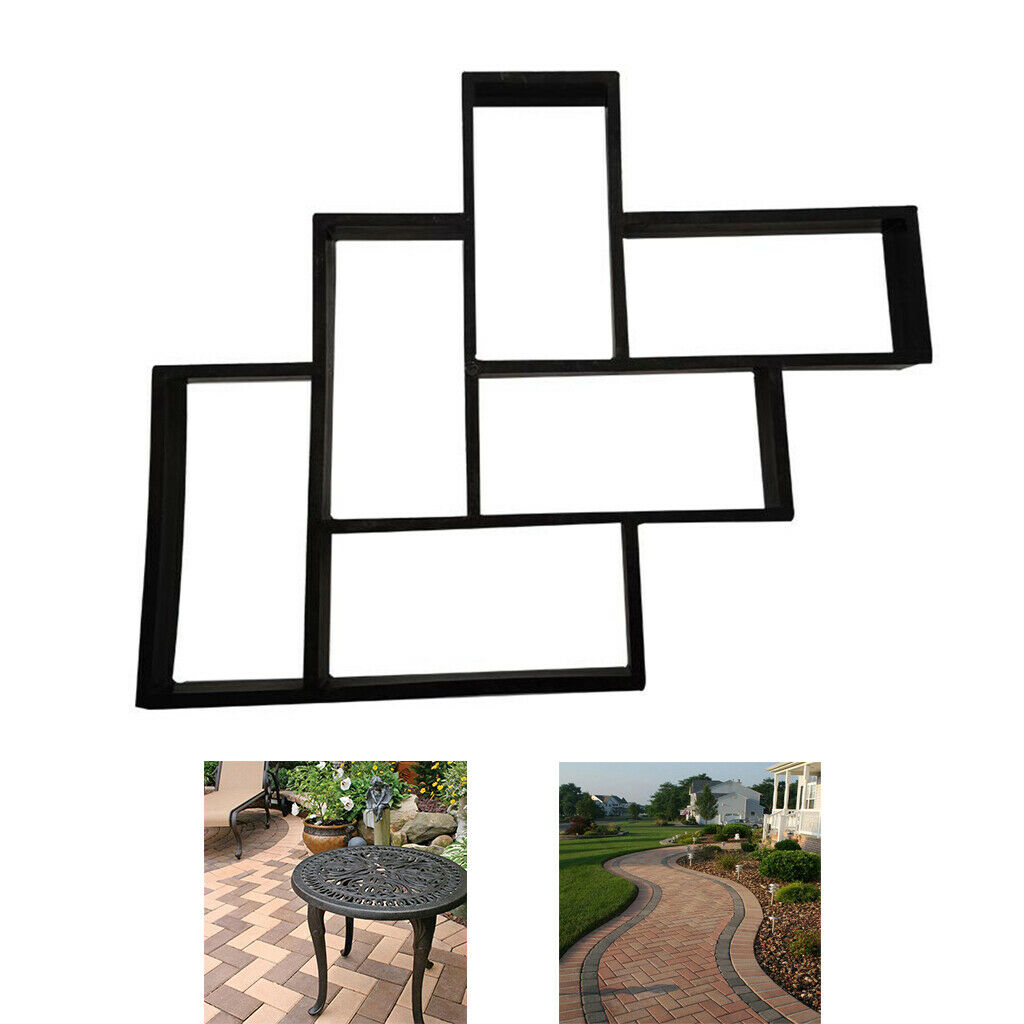 Garden Path Paving Pavement Mold DIY Step Stone Walkway Maker Mould Black