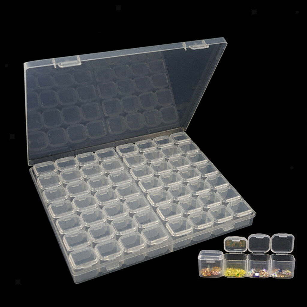 56 Grids  Clear Mini Storage Case Jewelry Nail Art Pin Small Items Container Box