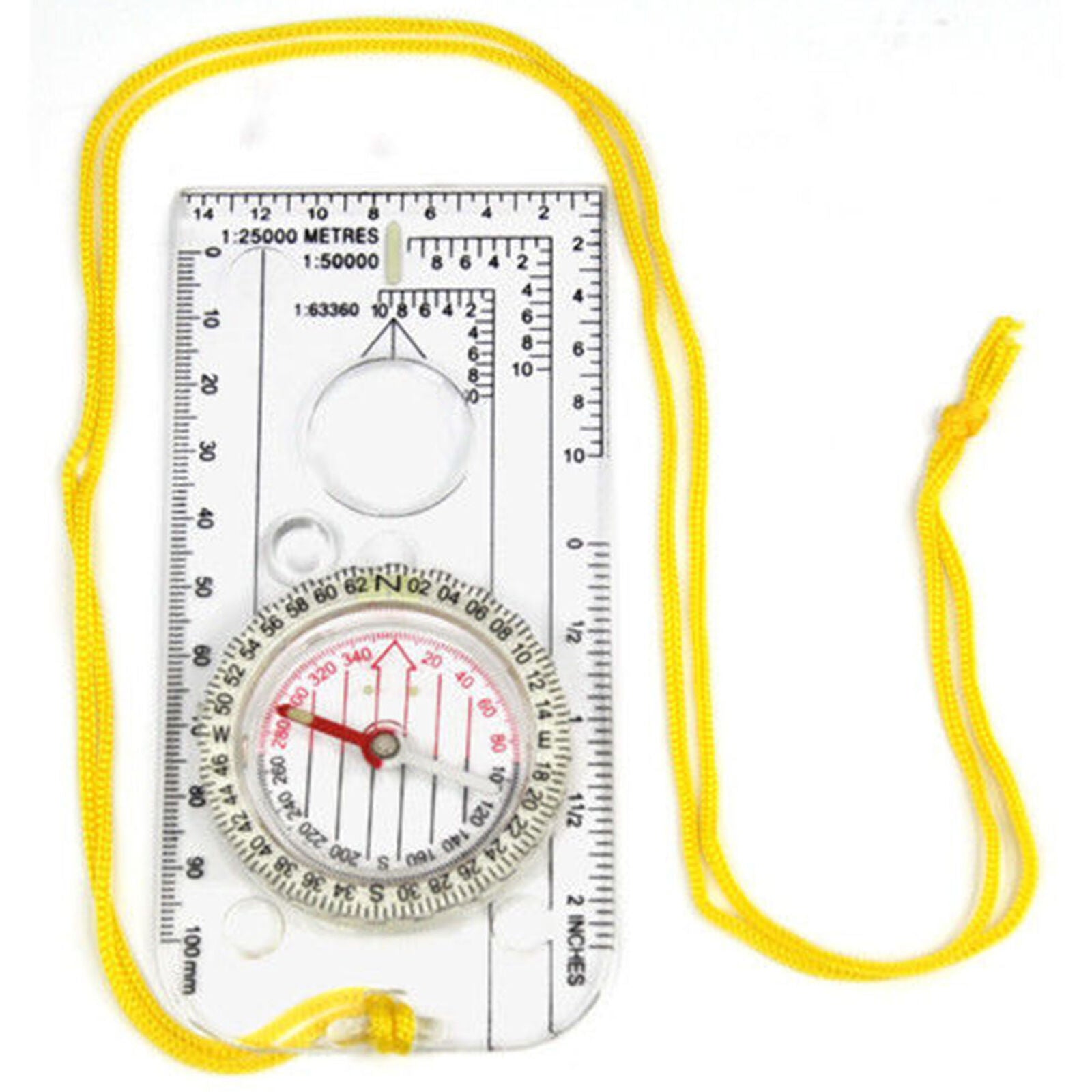 Ruler Map Scale Mirror Navigation Compass Scouts Outdoor Camping Survival Tool