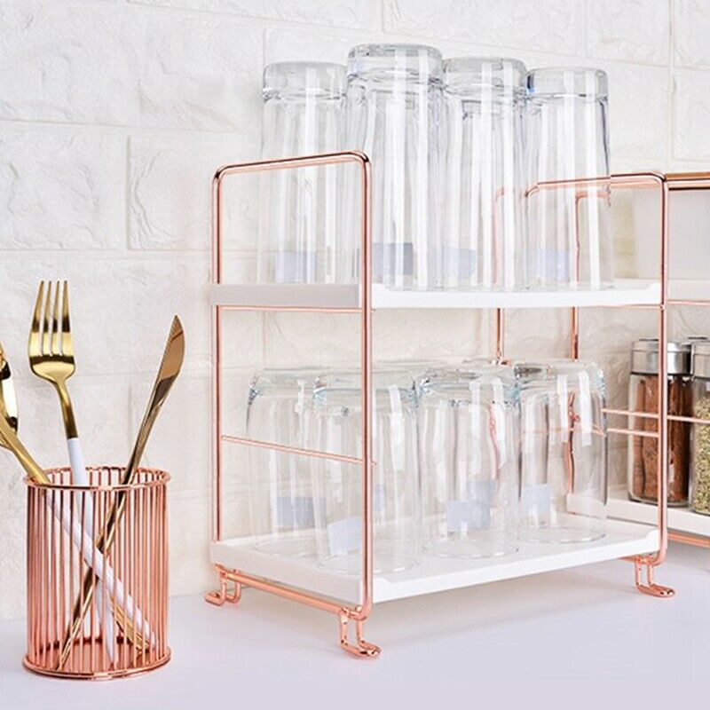 Stackable Kitchen Shelf Desktop Iron Shelf Multifunctional Bathroom Kitchen E1G8