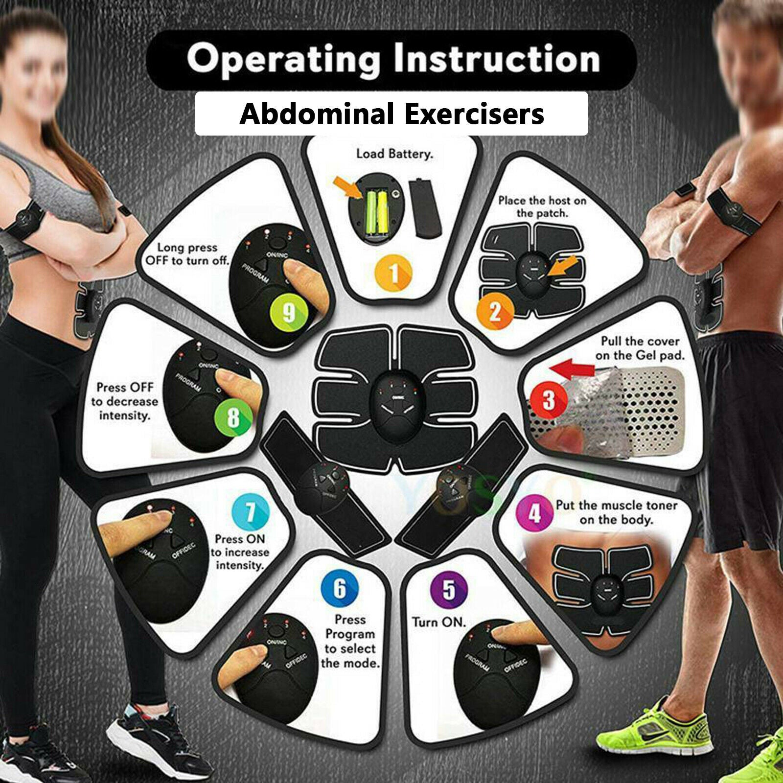 32x EMS Abdominal Muscle Training Gear Hip Trainer Buttocks Fitness Full Body CA