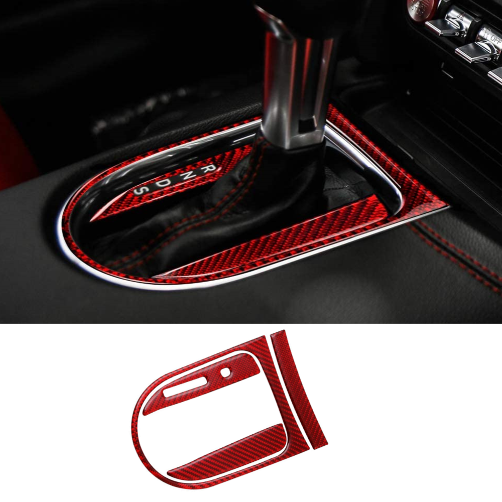 4pcs Center Console Gears Shift Frame Cover Trim Stickers for Ford Mustang 15-19
