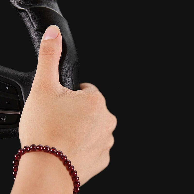 38CM Car Steering Wheel Cover Universal SUV Auto Black PU Leather Wear Non-slip