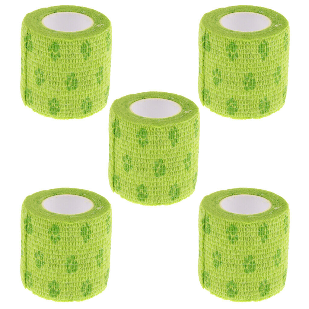 5 Pieces Non Woven Pet Dog and Cat Wound Self Adhesive Bandage Tape Green L