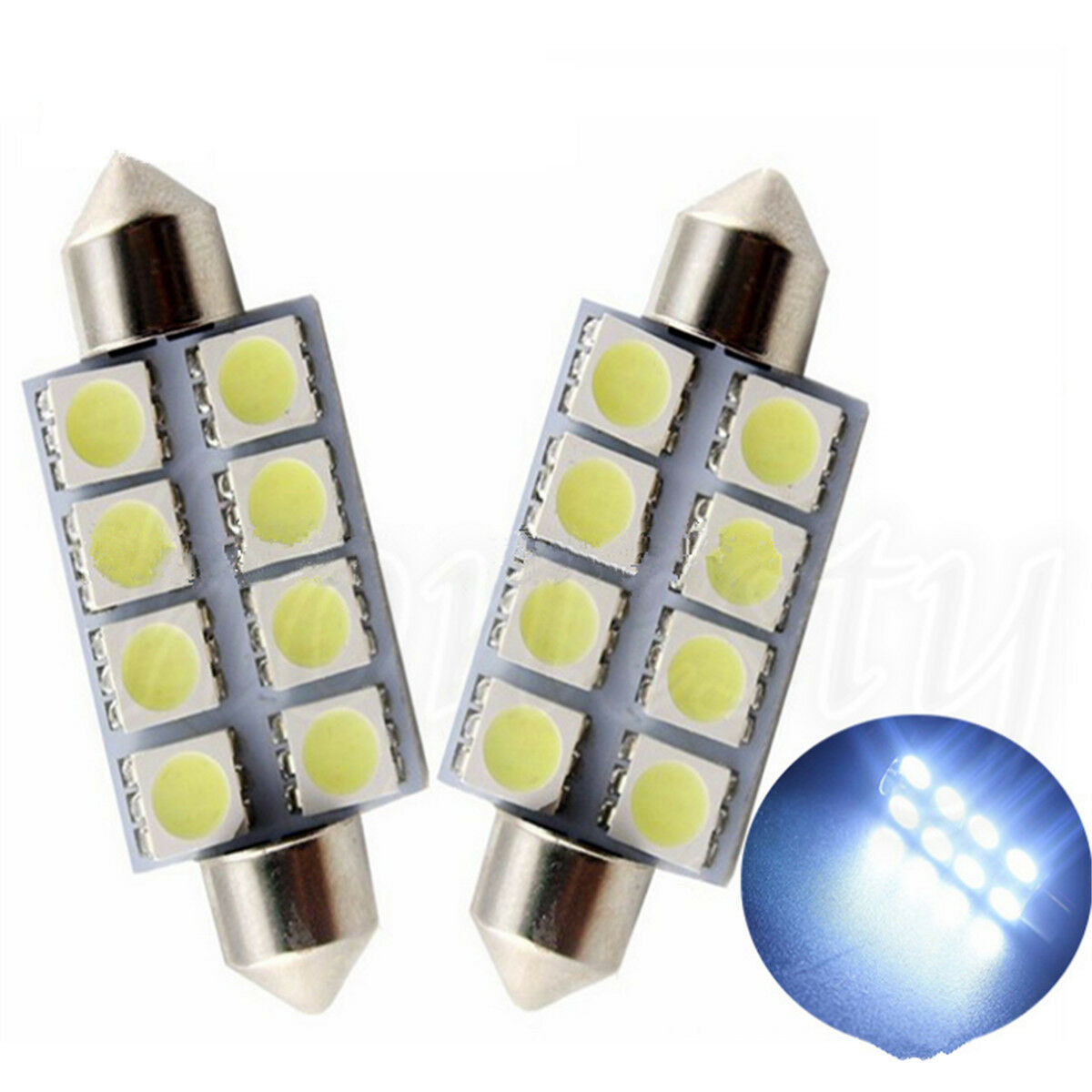 10X 39MM 5050 8SMD Festoon Wedge Dome Auto Car Interior LED Light Bulb White