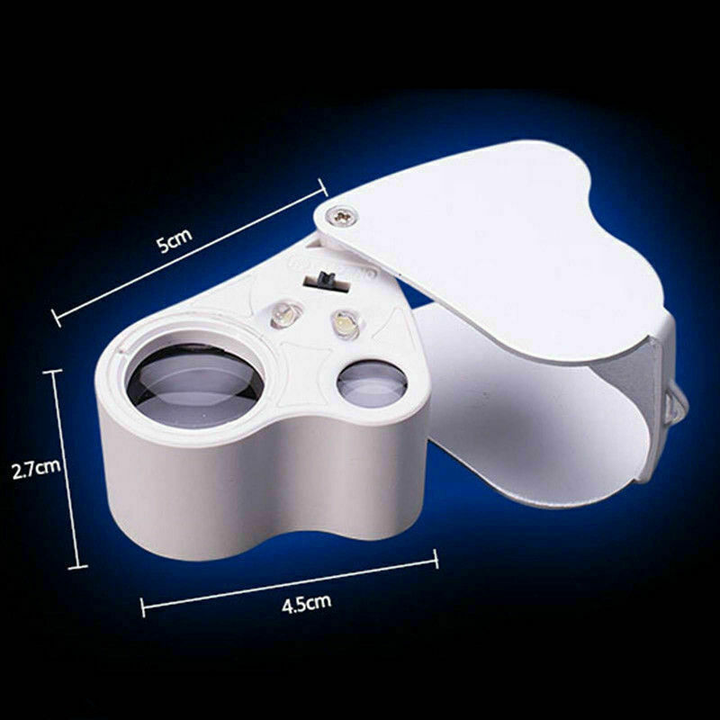 60X-30X Glass Magnifying Magnifier Jeweler Eye Jewelry Loupe Loop with/LED Light