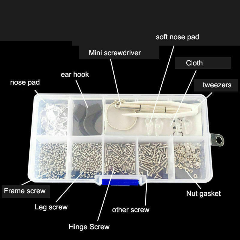 Pro Eye Glasses Repair Tool Screw Nose Pad Nut Optical Assortment Kit Set