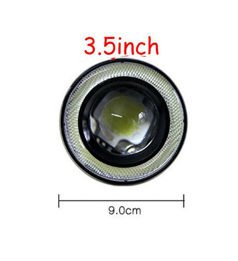 3.5" 8.9cm LED Car Fog Light White Angel Eyes Standlichtringe Driving Head Lamp