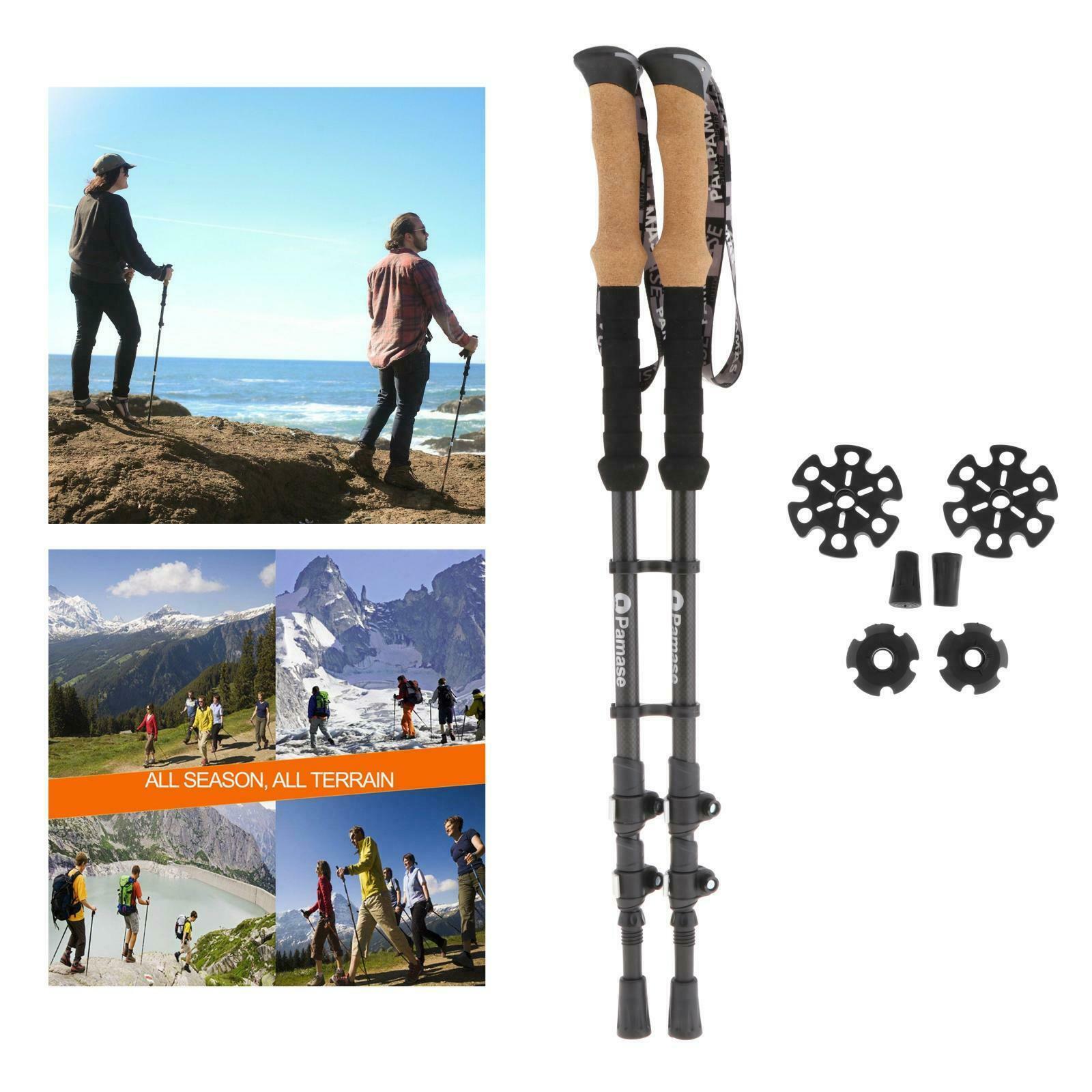 3 Section WALKING STICK Travel Folding Cane Pole Compact Adjustable Lightweight