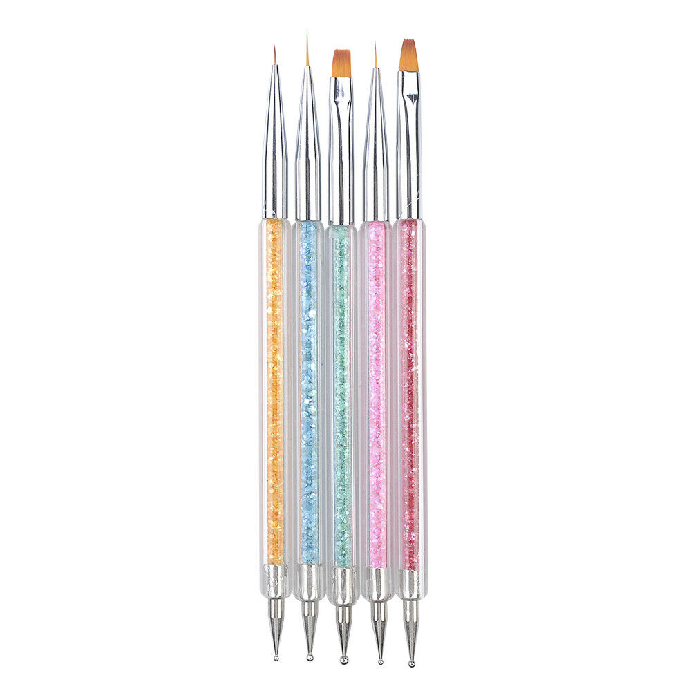 Luxury 5pcs/set Nail Art Brush Pen Sequins Acrylic Handle UV Gel Polish Drawing