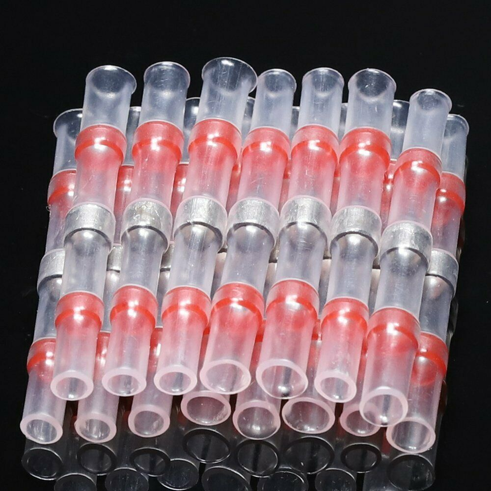 200Pcs Waterproof Solder Sleeve Heat Shrink Wire Splice Connectors 22-18AWG red