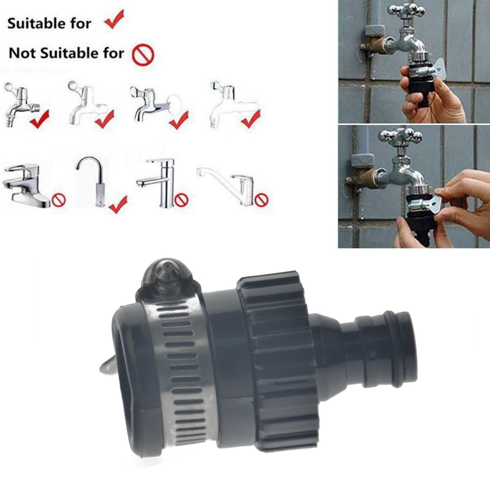 Universal Tap To Garden Hose Pipe Connector Mixer Kitchen Bath Tap Adapter DY