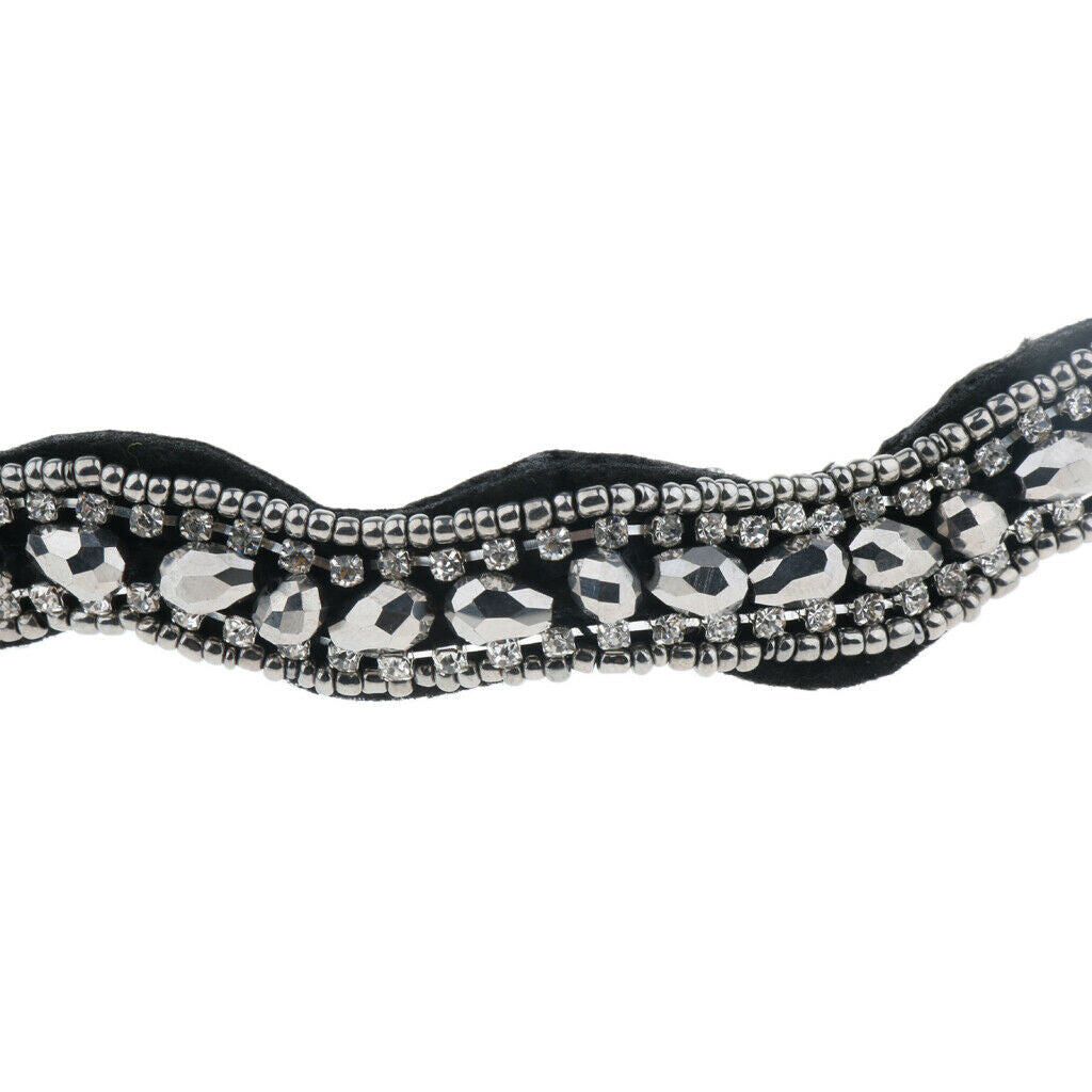 3x CRYSTAL DIAMANTE BEADED HEADBAND  WEDDING BRIDAL ELASTIC HAIR BAND