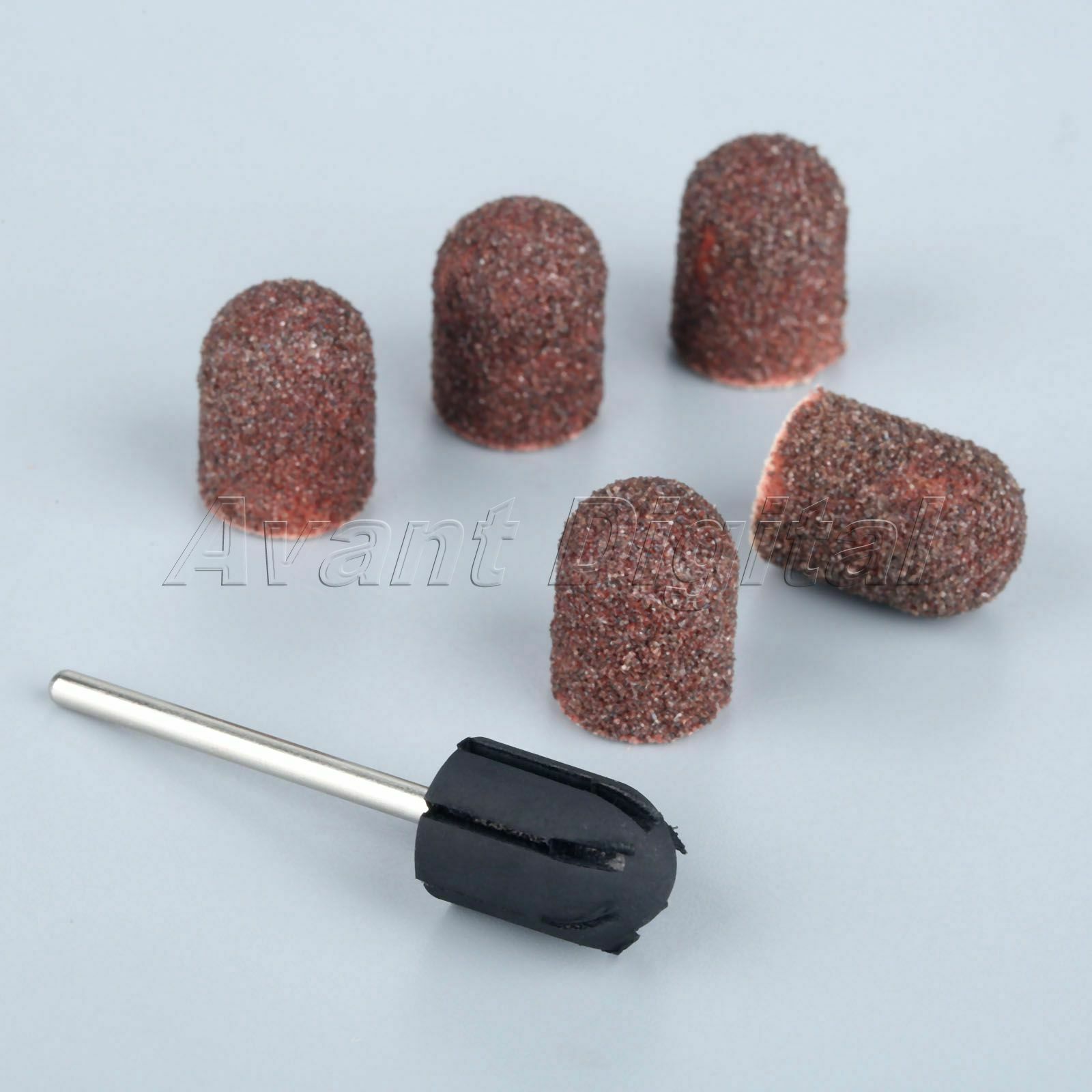 10Pcs Pedicure Sanding Abrasive Caps Grinding Cups 1Pc Mandrel Rotary Power Tool